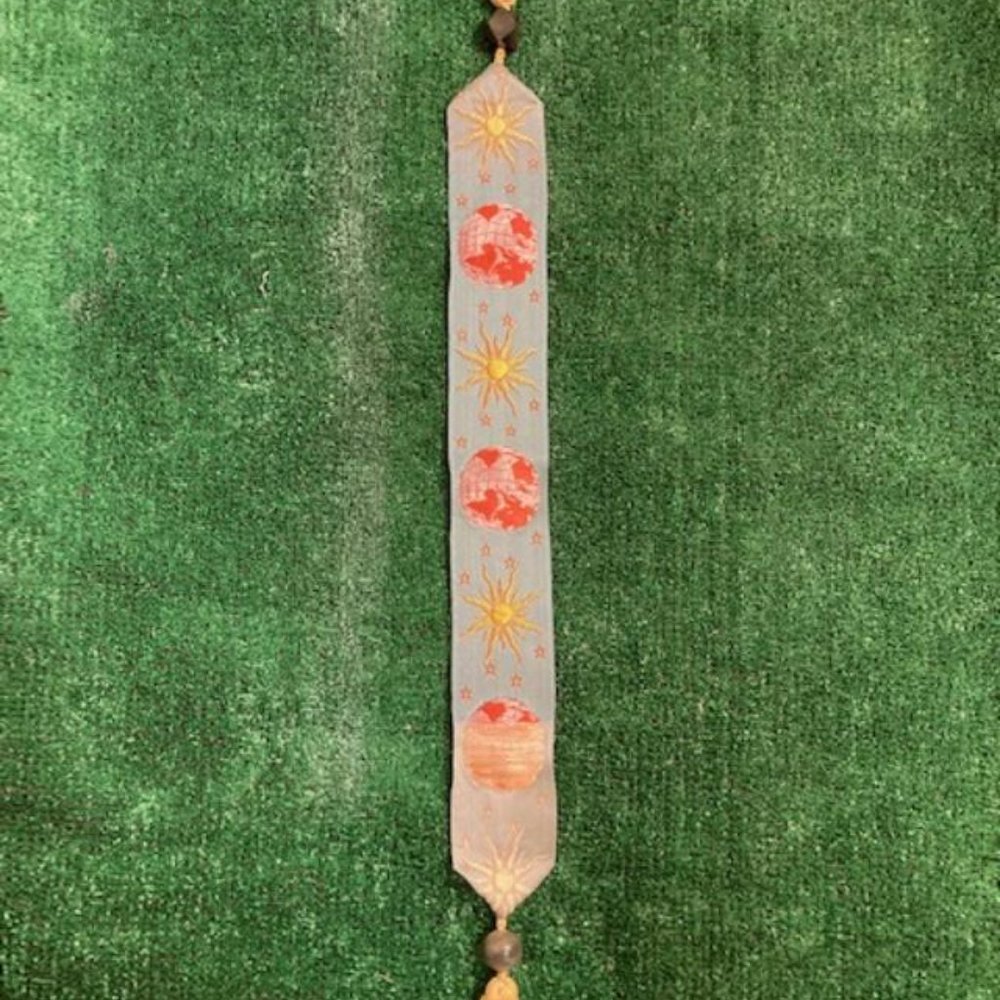 Handmade BOOKMARK for Books, Large Books, Magazines, Nice Fabric , Tassel & Bead